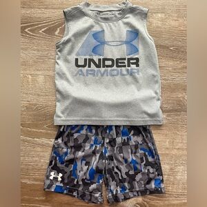 Under Armour Gray Tank with Blue Camo Shorts Boys size 4